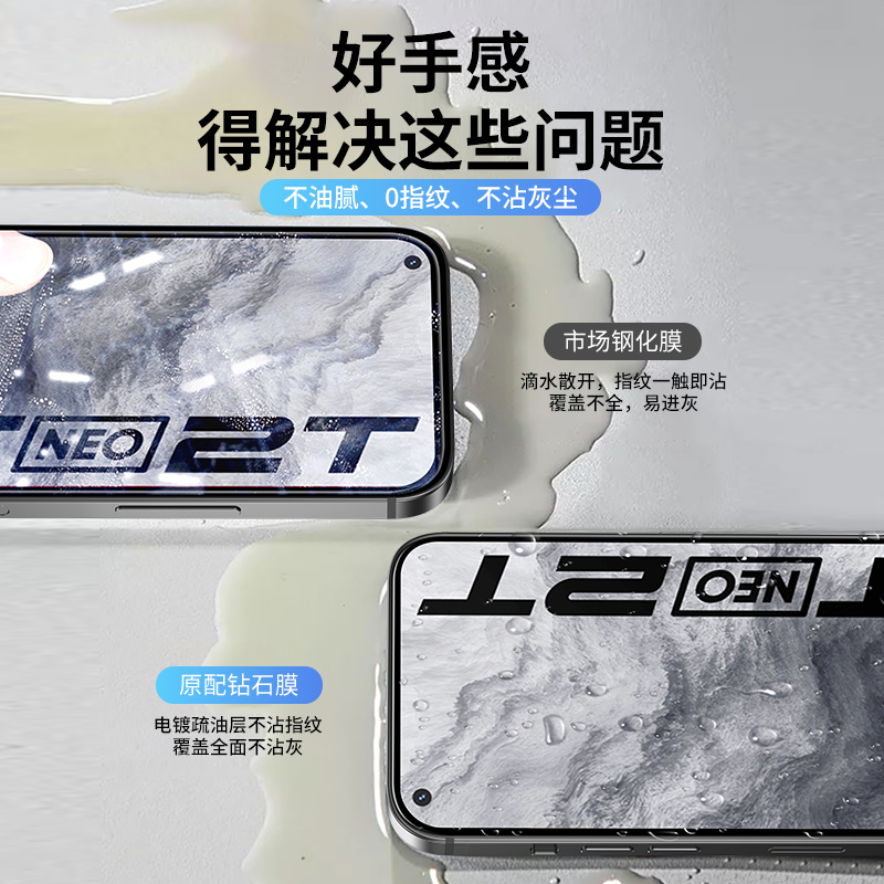 真我GTneo2t钢化膜realmeGTneo2手机GTneo2t全屏贴膜realme gtneo2防窥gt保护neo磨砂noe原装玻璃蓝光高清-图2