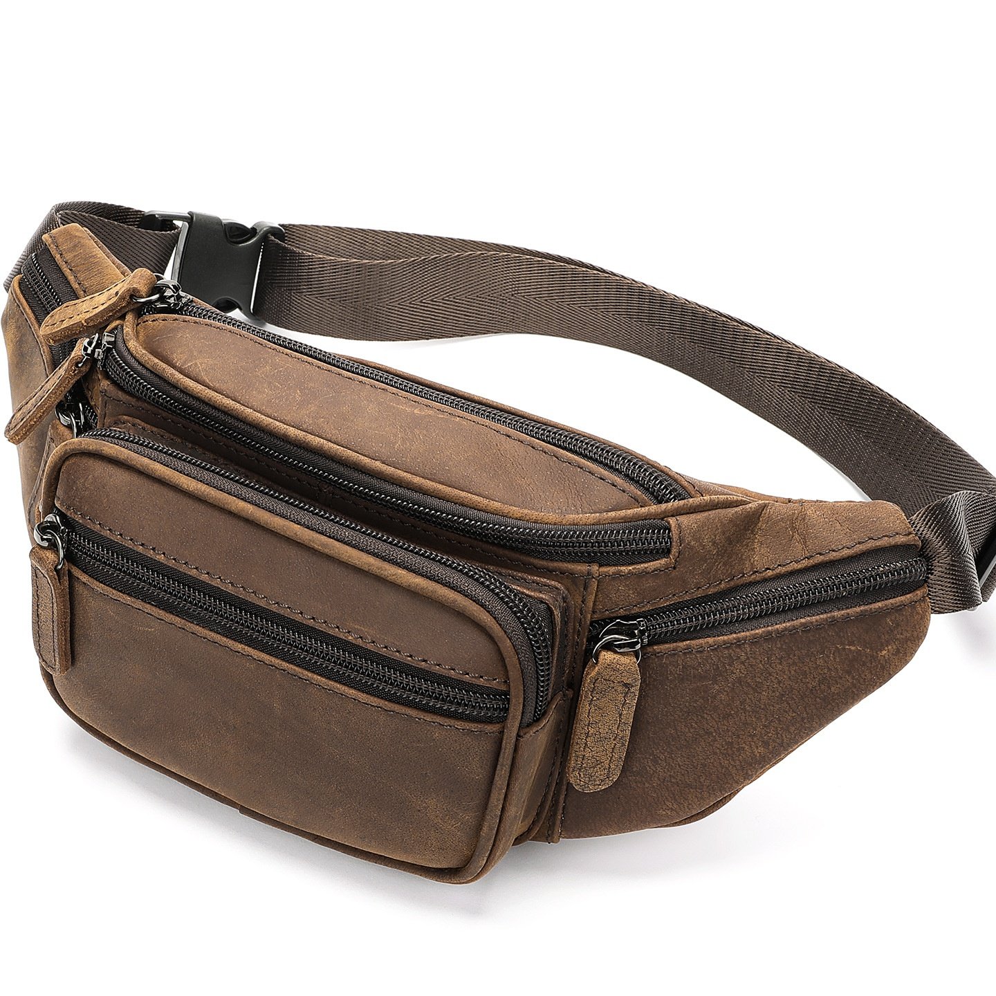 秋冬疯马皮男士腰包 复古休闲男士真皮胸包多功能头层牛皮斜挎包,淘宝优惠券,粉丝福利购,淘宝优惠卷