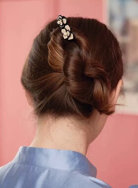 现货【原版logo】亚历山极简山茶花发簪女后脑勺丸子头簪子发簪