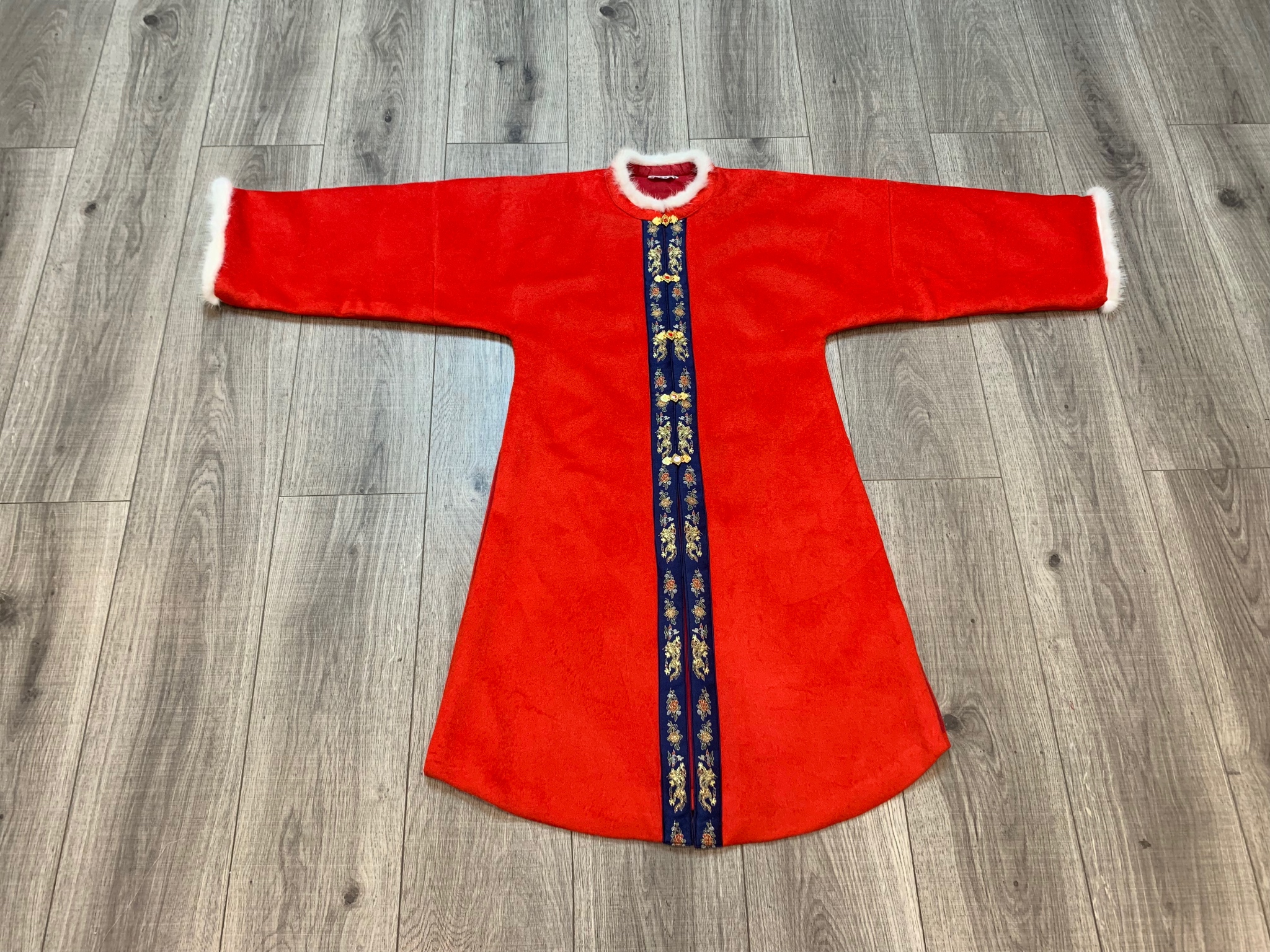 明制圆领对襟长袄 秋冬款汉服 龙纹织金眉子 羊毛呢外套 - 图2