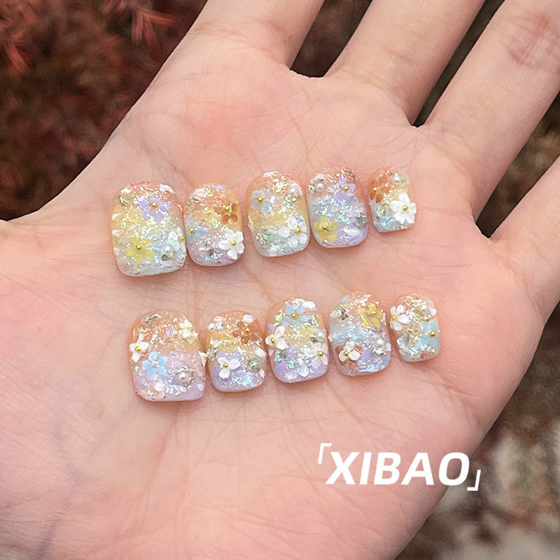 高质量穿戴甲短款纯手工甲片穿戴式指甲贴片2025新款精致春日美甲,淘宝优惠券,粉丝福利购,淘宝优惠卷