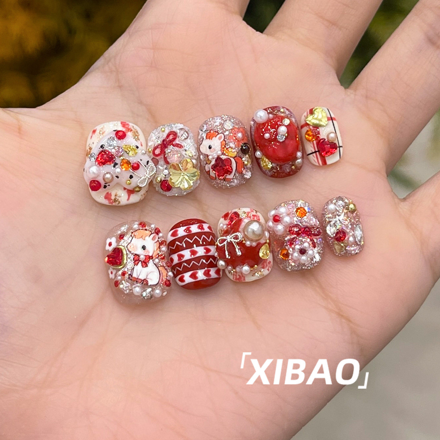 马年穿戴甲轻奢高级感手工短款指甲贴片2025新款精致绝美穿戴美甲,淘宝优惠券,粉丝福利购,淘宝优惠卷