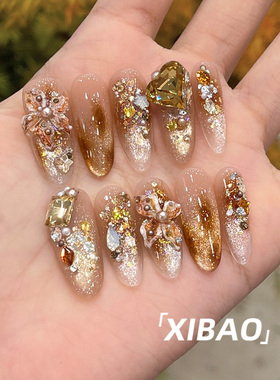纯手工不掉钻轻奢重工显白美甲