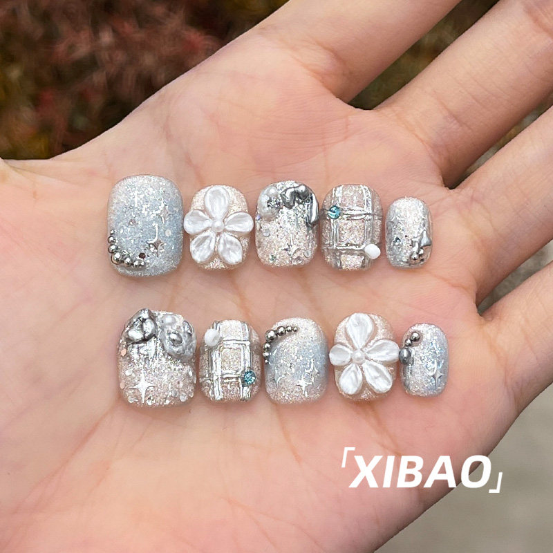 纯手工穿戴甲短款高质量甲片穿戴式美甲2025新款夏天绝美指甲贴片,淘宝优惠券,粉丝福利购,淘宝优惠卷