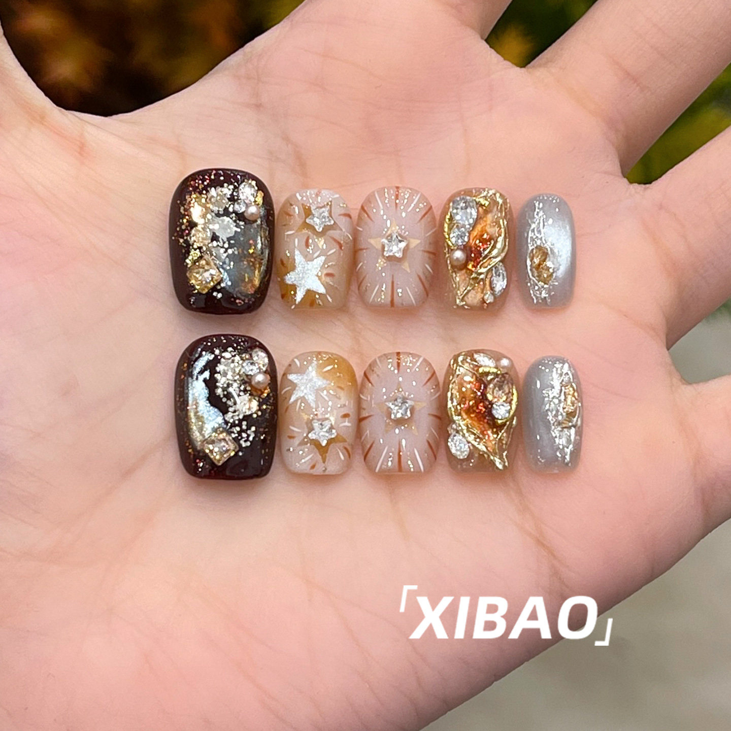 重工穿戴甲秋冬高级感短款猫眼指甲贴片2025新款手工绝美穿戴美甲,淘宝优惠券,粉丝福利购,淘宝优惠卷