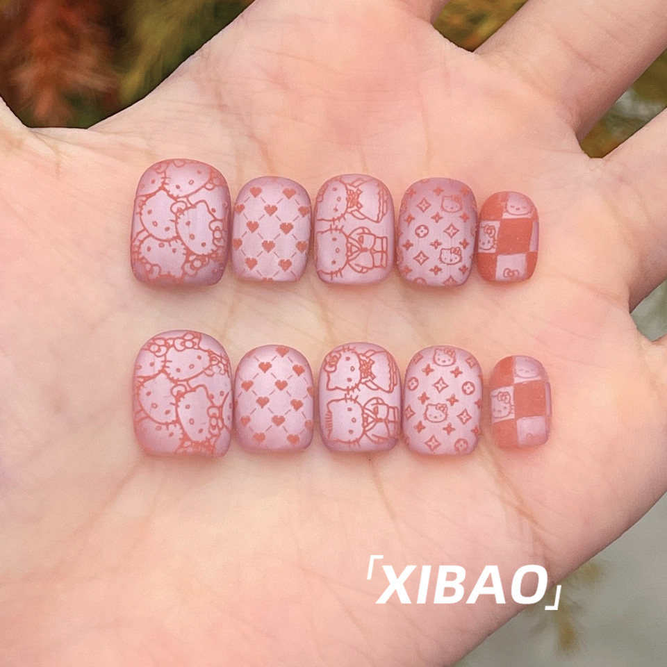 hellokitty穿戴甲短款纯手工制作穿戴款美甲2025新款可爱指甲贴片,淘宝优惠券,粉丝福利购,淘宝优惠卷