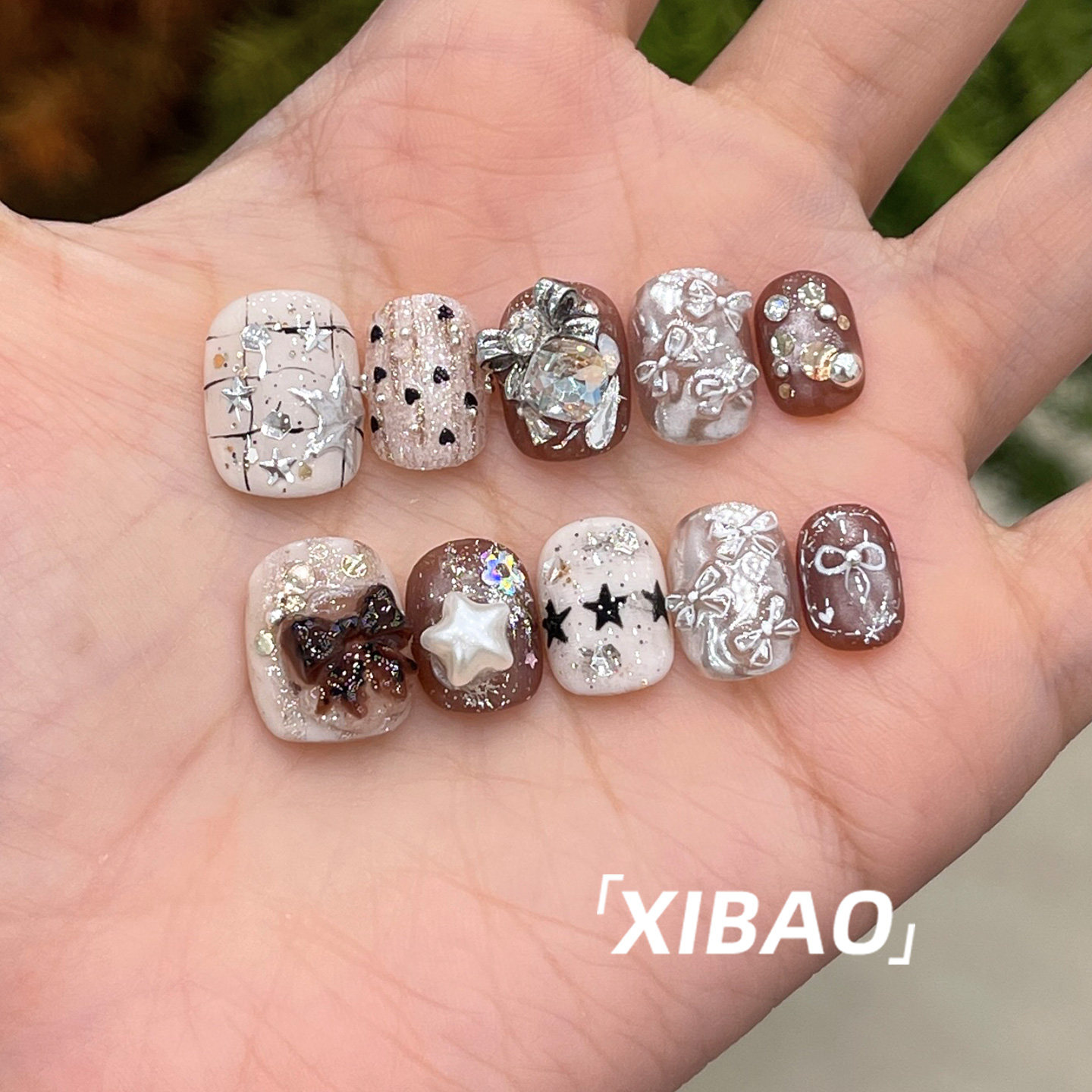 显白穿戴甲2025新款高级感精致重工穿戴美甲短款手工绝美指甲贴片,淘宝优惠券,粉丝福利购,淘宝优惠卷