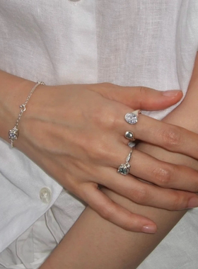 新款戒指小行星锆石开口戒指女轻奢感小众时尚百搭独特气质食指戒