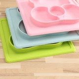 Мультяшная силиконовая обеденная тарелка для младенца для прикорма, нескользящая ложка, с медвежатами, защита при падении