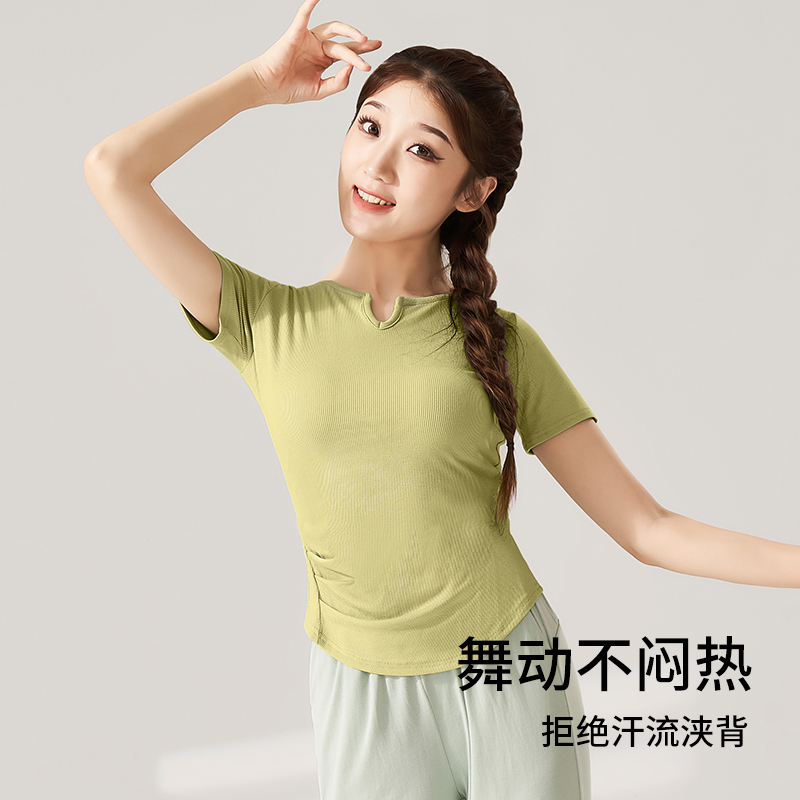3191舞蹈服女形体练功瑜伽新款短袖现代跳舞中国专用成人古典上衣