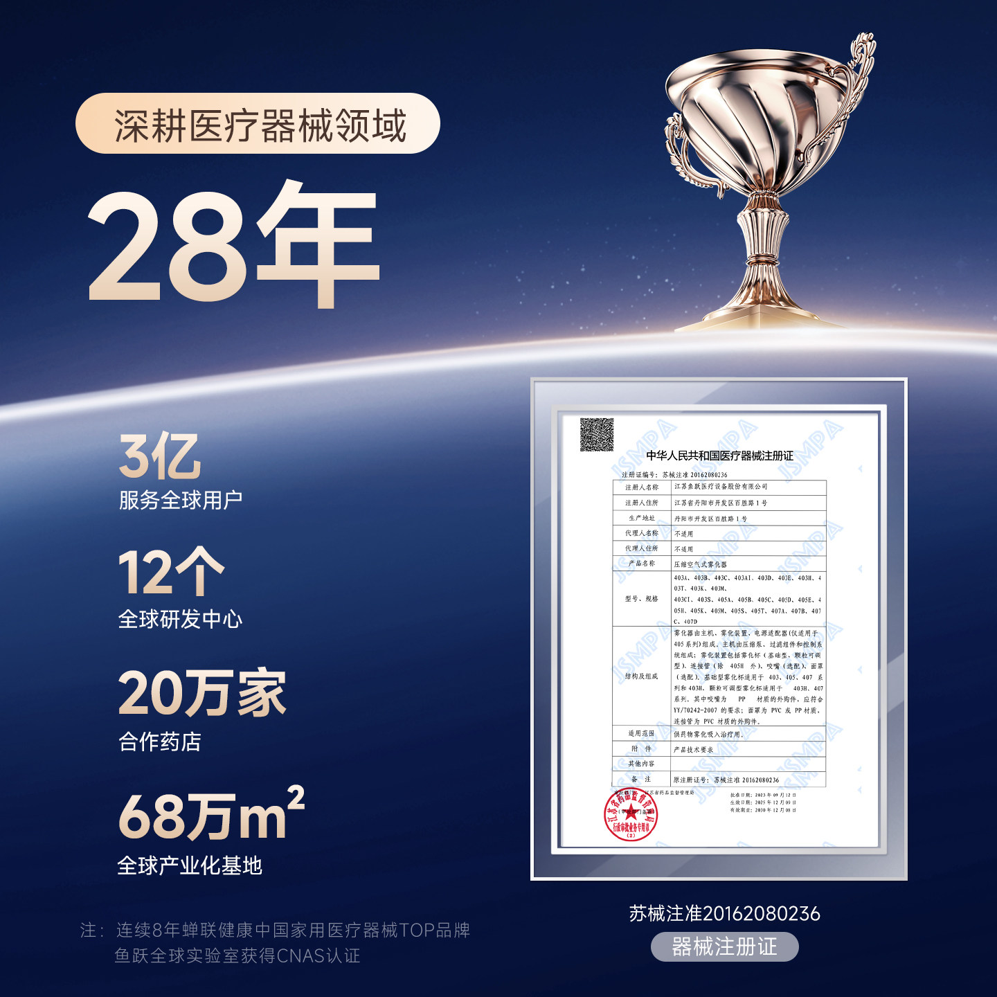 鱼跃雾化机家庭用儿童医用压缩吸入器喷雾器儿童成人老人雾化403E