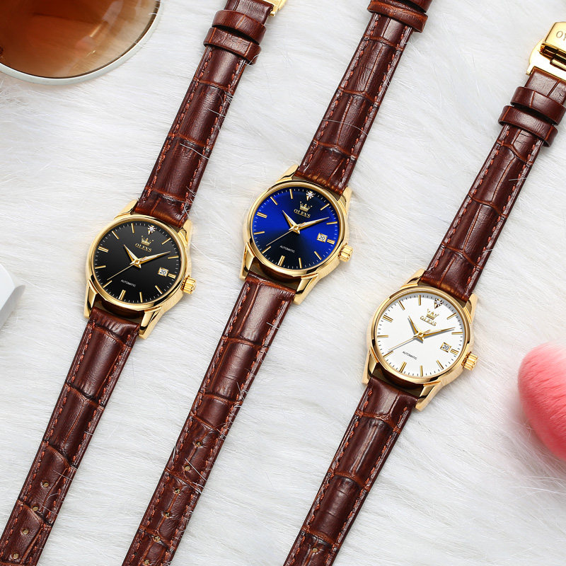 新款瑞士认证正品牌女士名牌机械表 olevs欧利时持诚国产腕表