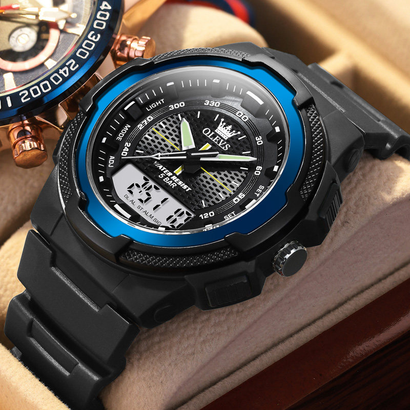 新款学生男士运动智能电子表潮男表 olevs欧利时持诚国产腕表