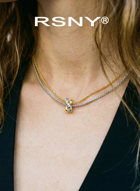 [新品]RSNY抽象线条项链双层双色通勤调节锁骨链简约精致职场百搭