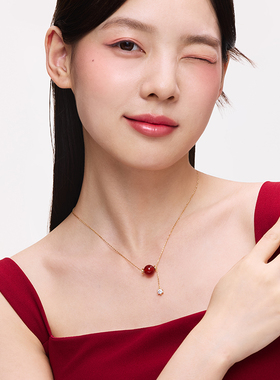 卡蒂罗招财路路通项链女925纯银红玛瑙锁骨链本命年新年马年礼物