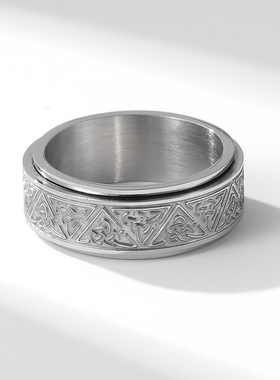 时尚凯尔特三角结可转动戒指潮