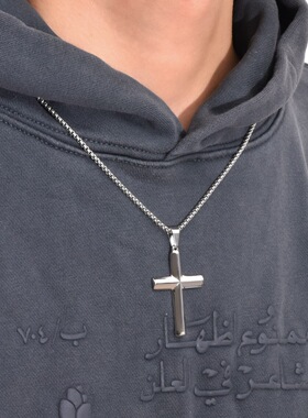 泰爱你时尚个性斜边十字架项链