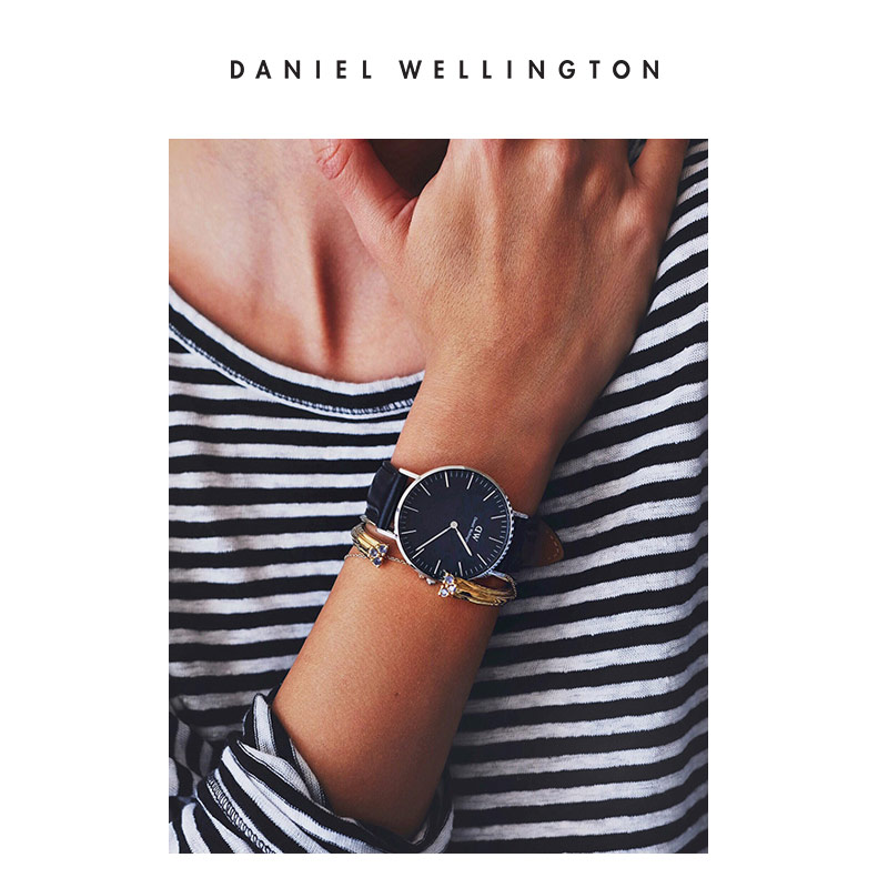 Danielwellington 丹尼尔惠灵顿dw手表情侣对表黑色皮带腕表