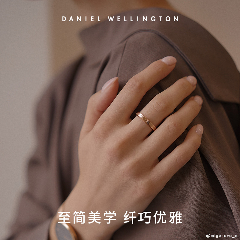 DW戒指女款 CLASSIC系列玫瑰金色戒指简约素圈 小众时尚首饰对戒 - 图1