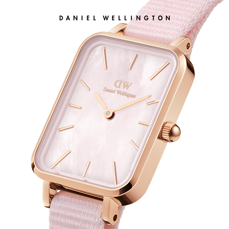 danielwellington旗舰店【新品】dw手表女 QUADRO系列珠光贝母粉色织纹腕表 丹尼尔惠灵顿1