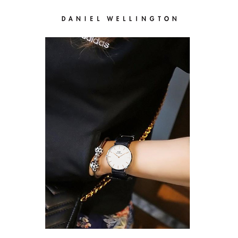 pige Bluebell nudler Danielwellington Daniel Wellington dw female watch pin buckle black texture  14mm strap