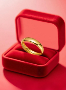 沙金光面戒指情侣款开口可调节高