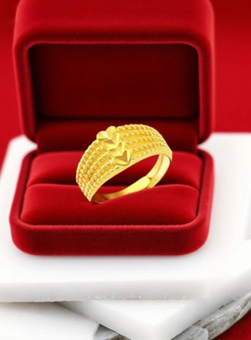 跨境爆款配饰越南沙金五线爱心戒