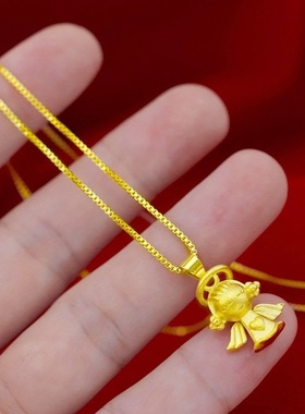 越南沙金小天使项链吊坠黄铜镀金