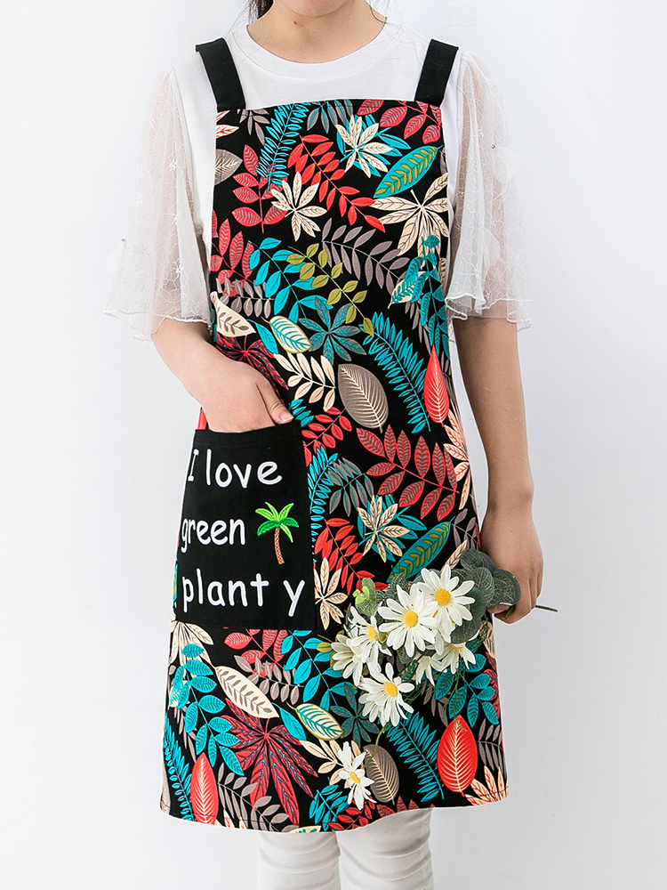 围裙家用厨房做饭纯棉围裙罩衣画画新款防污防油厨师男女工作服衣 - 图1