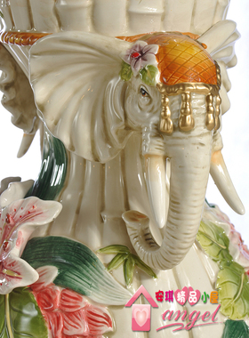 欧式招财大象陶瓷花瓶玄关客厅