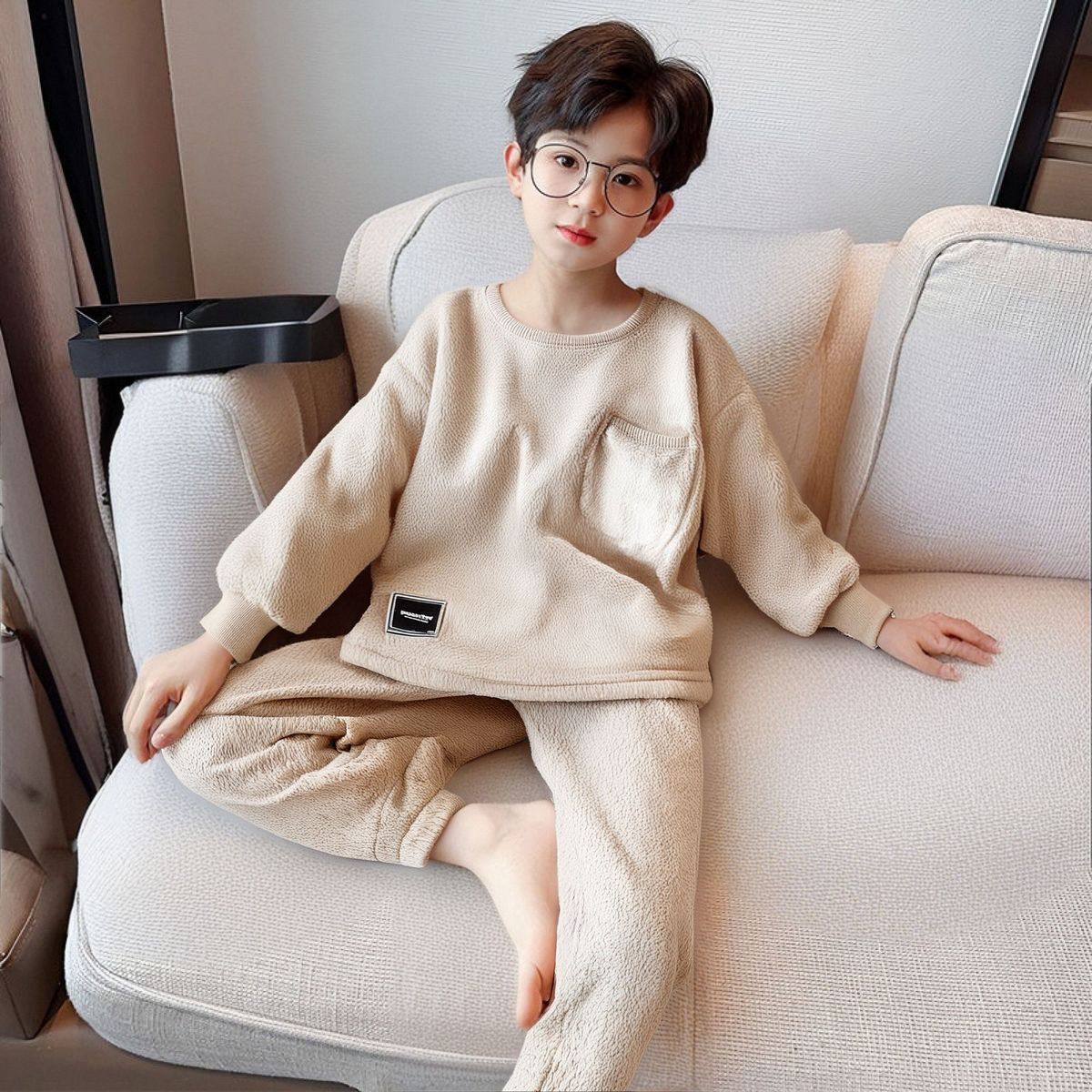 秋保暖男童家居服中大童居家服冬款儿童睡衣男孩长袖睡衣套装德绒,淘宝优惠券,粉丝福利购,淘宝优惠卷