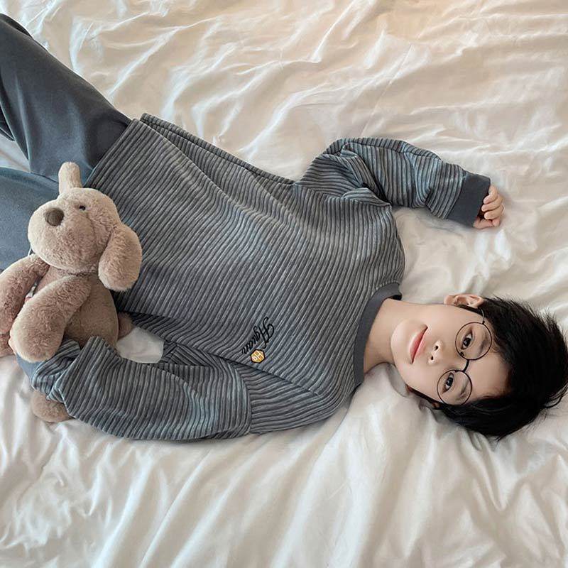 儿童男童德绒保暖睡衣套装秋冬长袖新款套头薄绒青少年睡衣家居服,淘宝优惠券,粉丝福利购,淘宝优惠卷