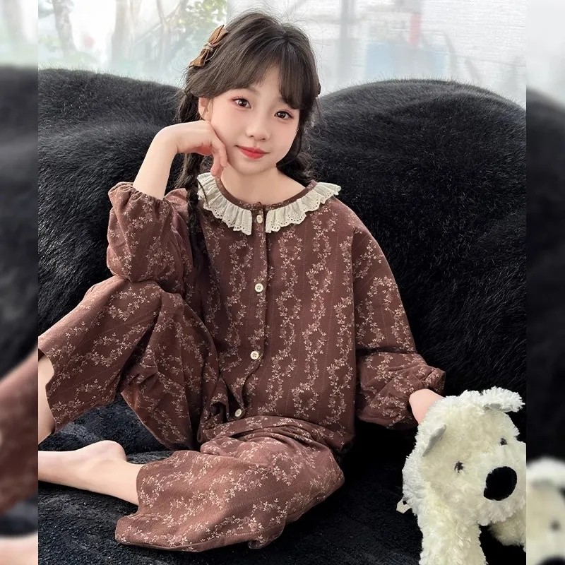 女童初中生家居服春秋款开衫长袖女睡衣套装居家宽松中大童空调服,淘宝优惠券,粉丝福利购,淘宝优惠卷