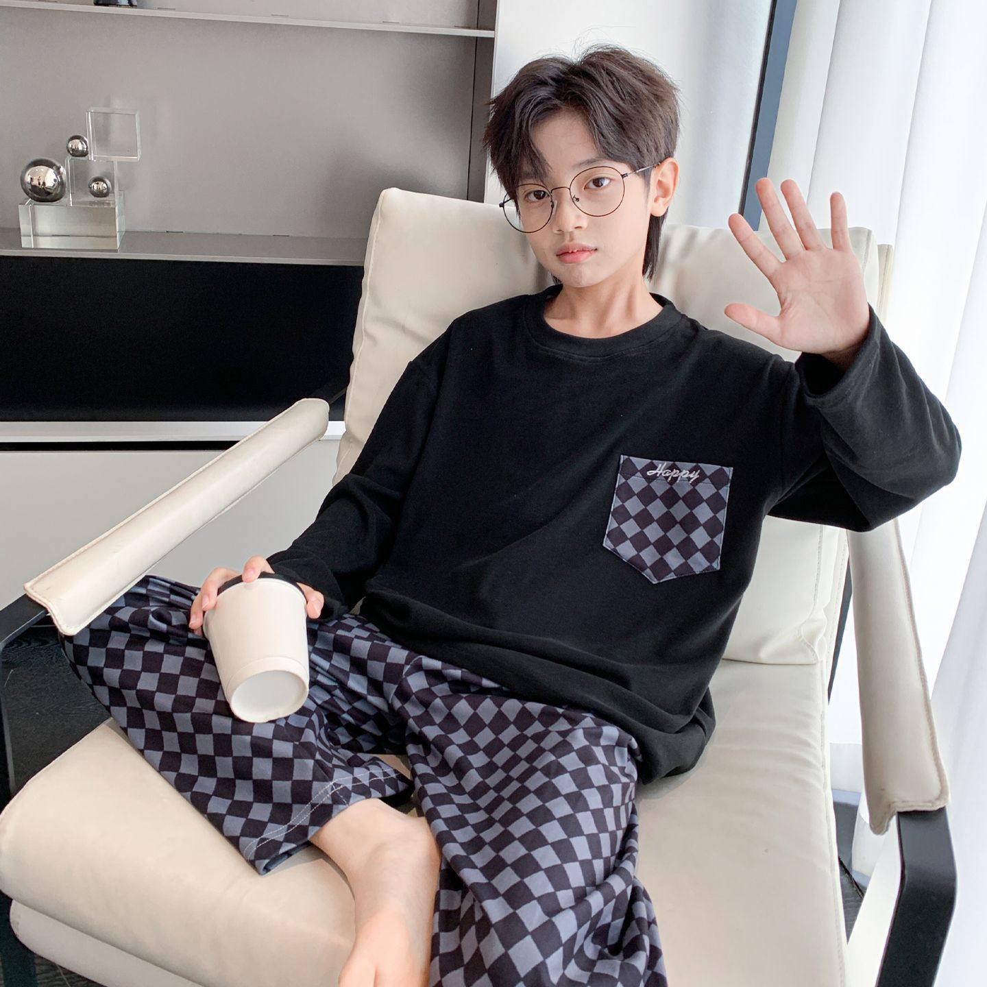 儿童睡衣男孩秋冬秋衣秋裤套装长袖德绒男童家居服保暖中大童睡衣,淘宝优惠券,粉丝福利购,淘宝优惠卷