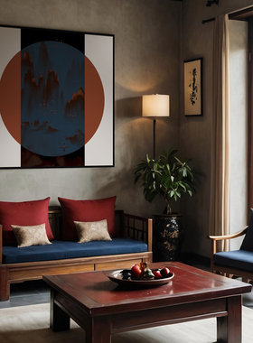 原创古典新中式客厅沙发背景墙装饰画东方韵味茶室玄关书房空间画