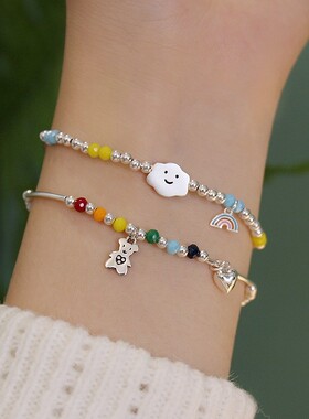 彩虹串珠925小众设计女生