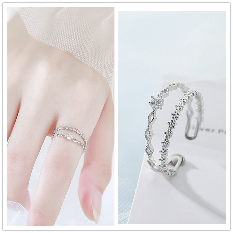 S925纯银戒指女小众设计简约轻奢冷淡风开口食指戒时尚个性包邮