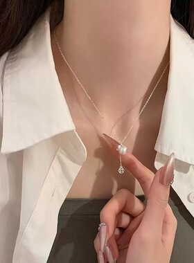 招财拉丝福袋项链女款轻奢小众设计高级感钱袋锁骨链送女友