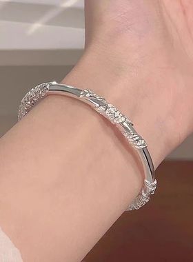 繁花似锦手镯女轻奢小众送女生女朋友生日礼物手环镀银色镯子