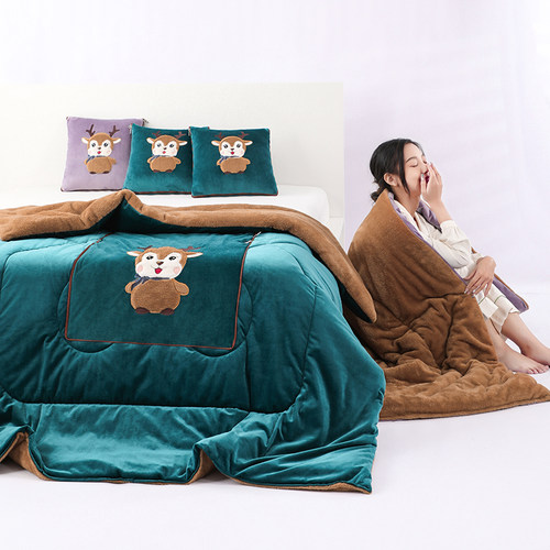 加厚折叠抱枕被子两用车载汽车靠垫枕头被办公室沙发午睡空调被 - 图1