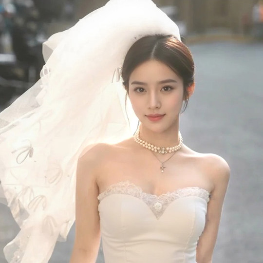 白色头纱头饰领证求婚拍照道具新娘结婚订婚登记主婚纱女蓬蓬小短