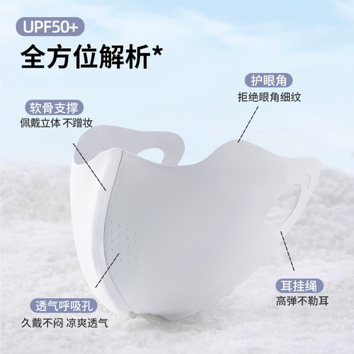 无痕防晒护眼角口罩女夏季轻薄3d立体冰丝面罩防紫外线透气显脸小 - 图1