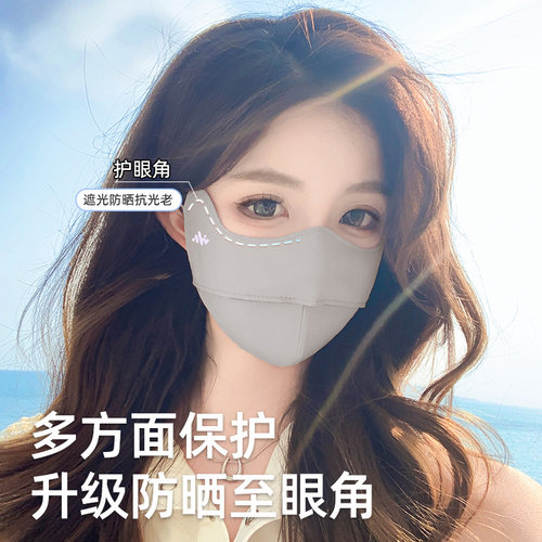 防晒口罩女高颜值夏季2026新款防紫外线面罩全脸冰丝透气遮阳薄款 - 图0