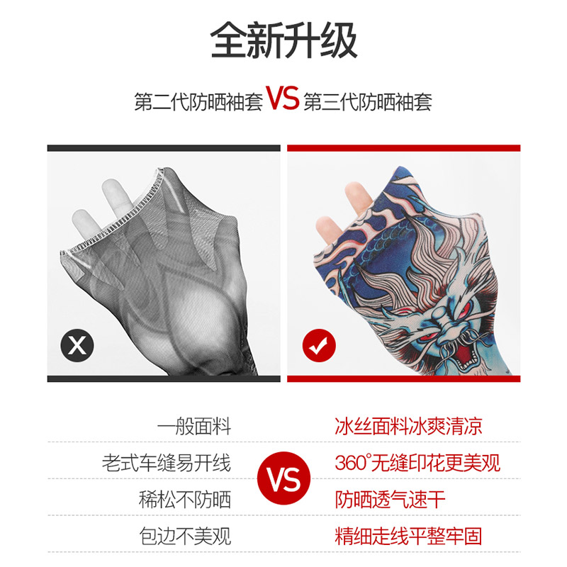 型公馆服饰旗舰店夏季纹身防晒花臂冰护臂手臂套袖袖子冰丝手套男袖套潮冰柱紫外线2