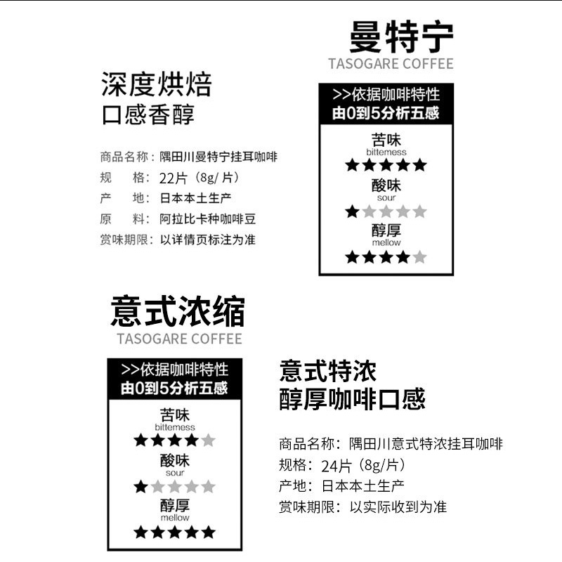 隅田川黑咖啡无蔗糖日本进口意式现磨手冲滤挂精品挂耳咖啡油切盒-图2