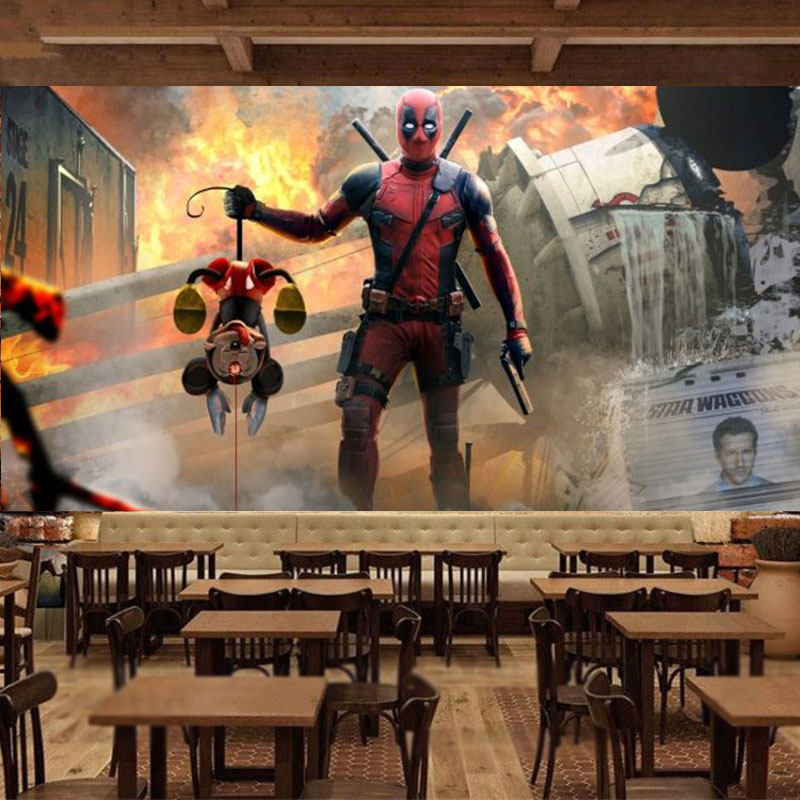 死侍 超高清3d立体漫画人物死侍墙纸壁纸餐厅咖啡厅卡通背景卧室壁画 图片价格品牌报价 原仓数据