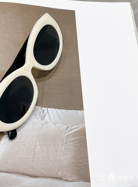 复古猫眼石榴红偏光墨镜黑白框