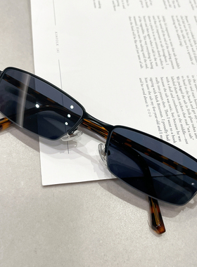 复古半框小方框茶色太阳镜女款潮