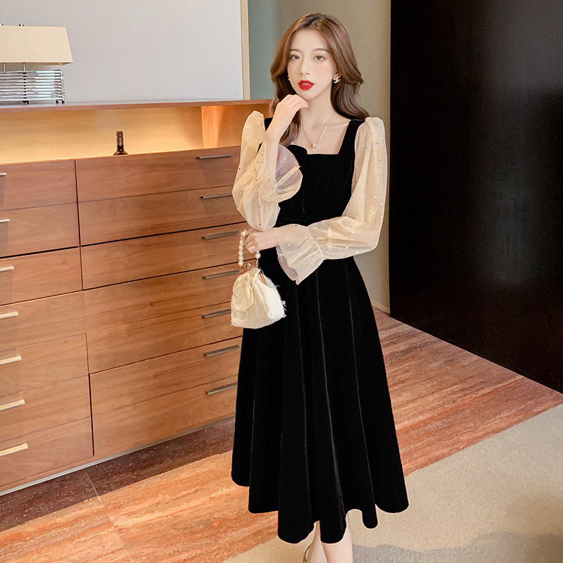 丝绒秋冬2021新款赫本风过年连衣裙 lk2003连衣裙