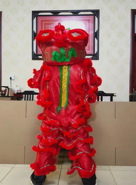 高档单人南狮成人儿童舞狮道具整套狮子头醒狮单人狮子套装眼会亮